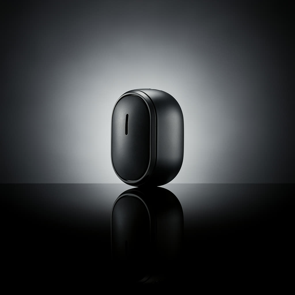 Flux rendering of: Product on a reflective surface, slow rotation, studio gradient light