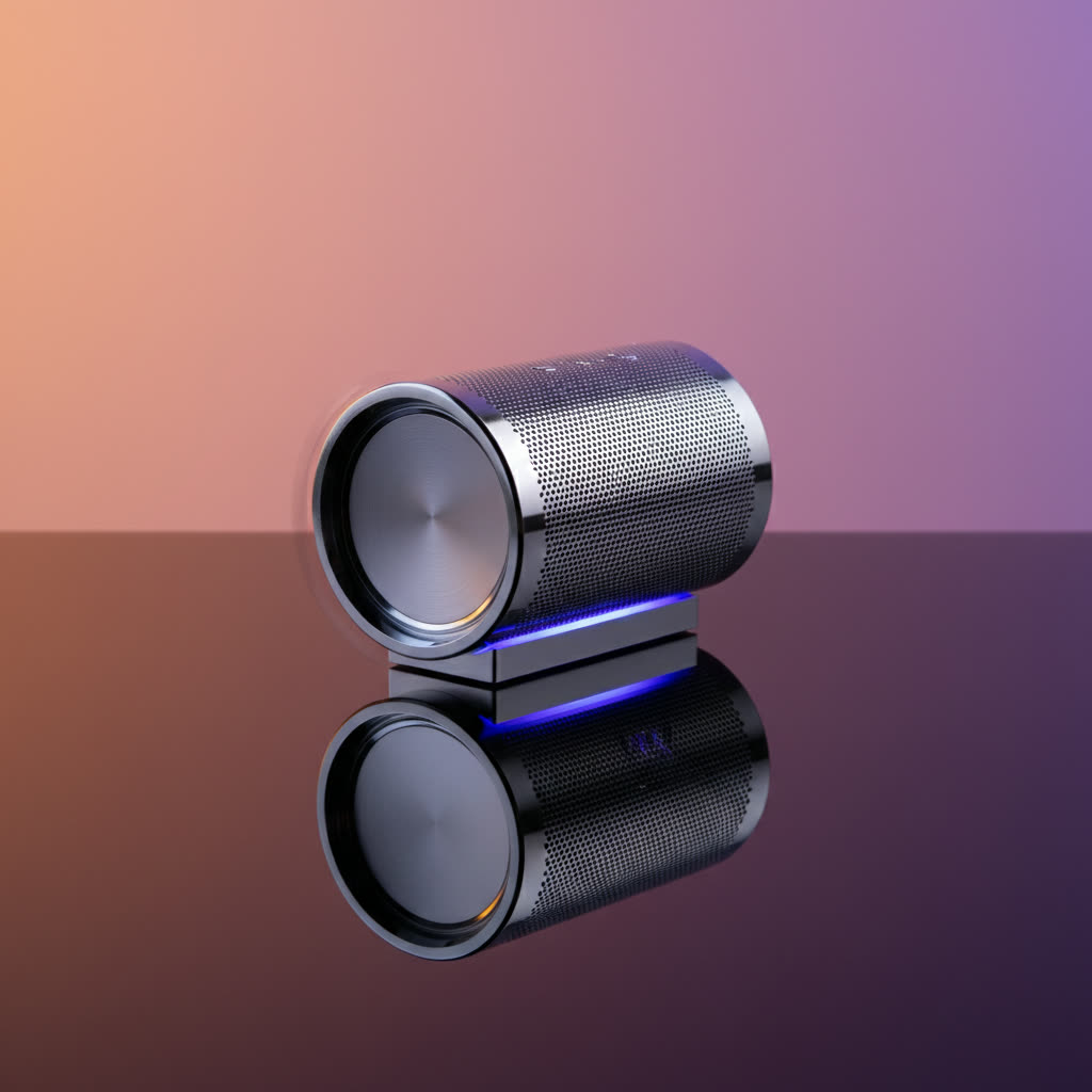Nano Banana rendering of: Product on a reflective surface, slow rotation, studio gradient light